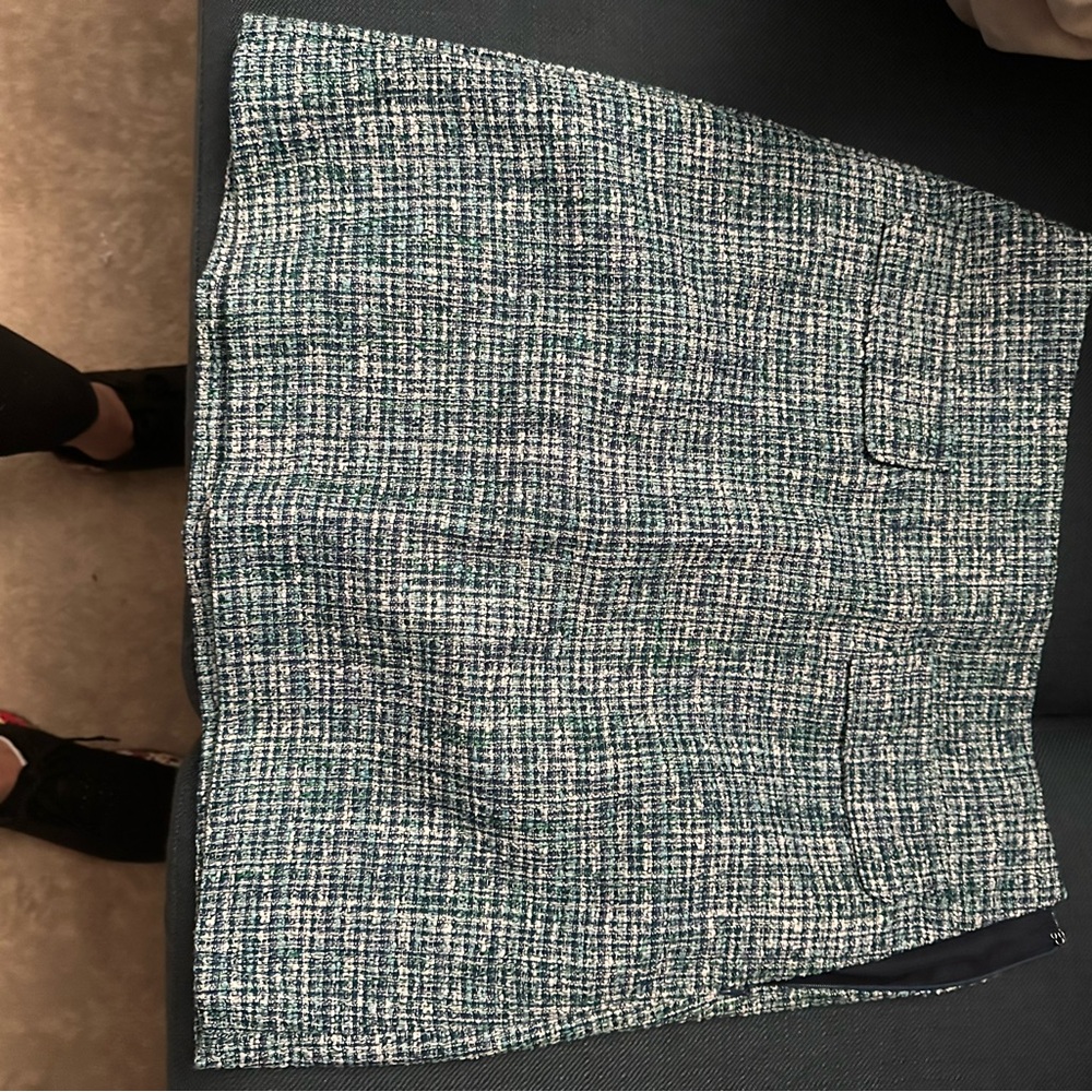 LOFT Blue and White Tweed Mini Skirt